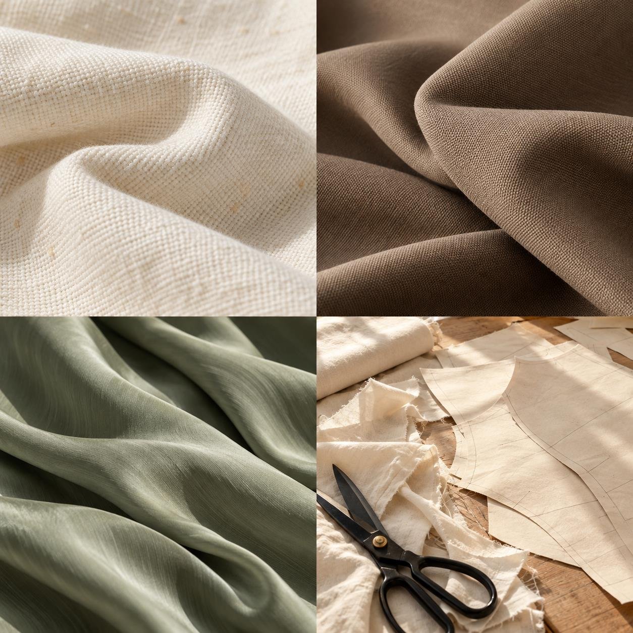 Concept detail of softly folded ivory cotton fabric