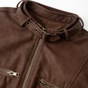 faux leather cropped jacket