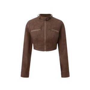 faux leather cropped jacket