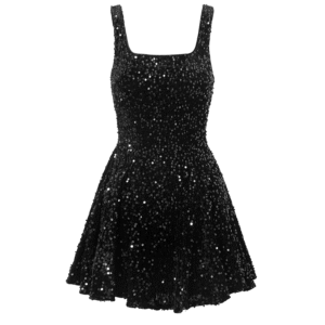 black sequin mini dress