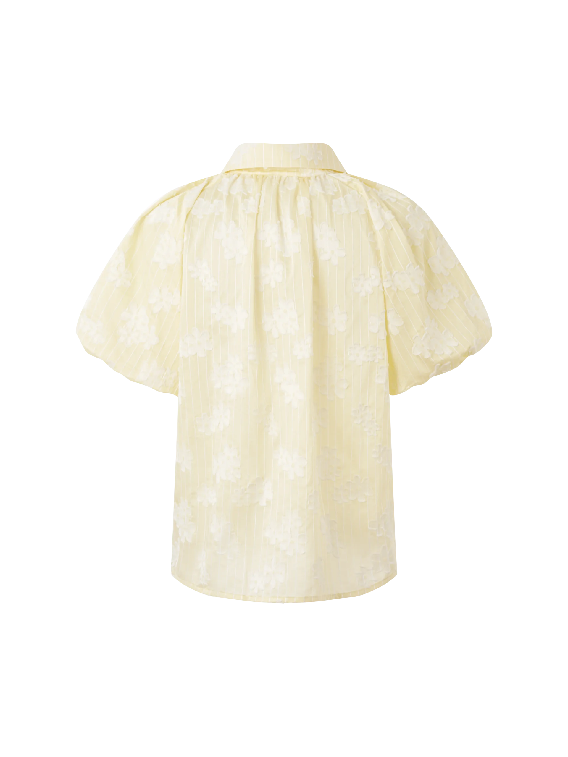 Floral Jacquard Puff Sleeve Blouse