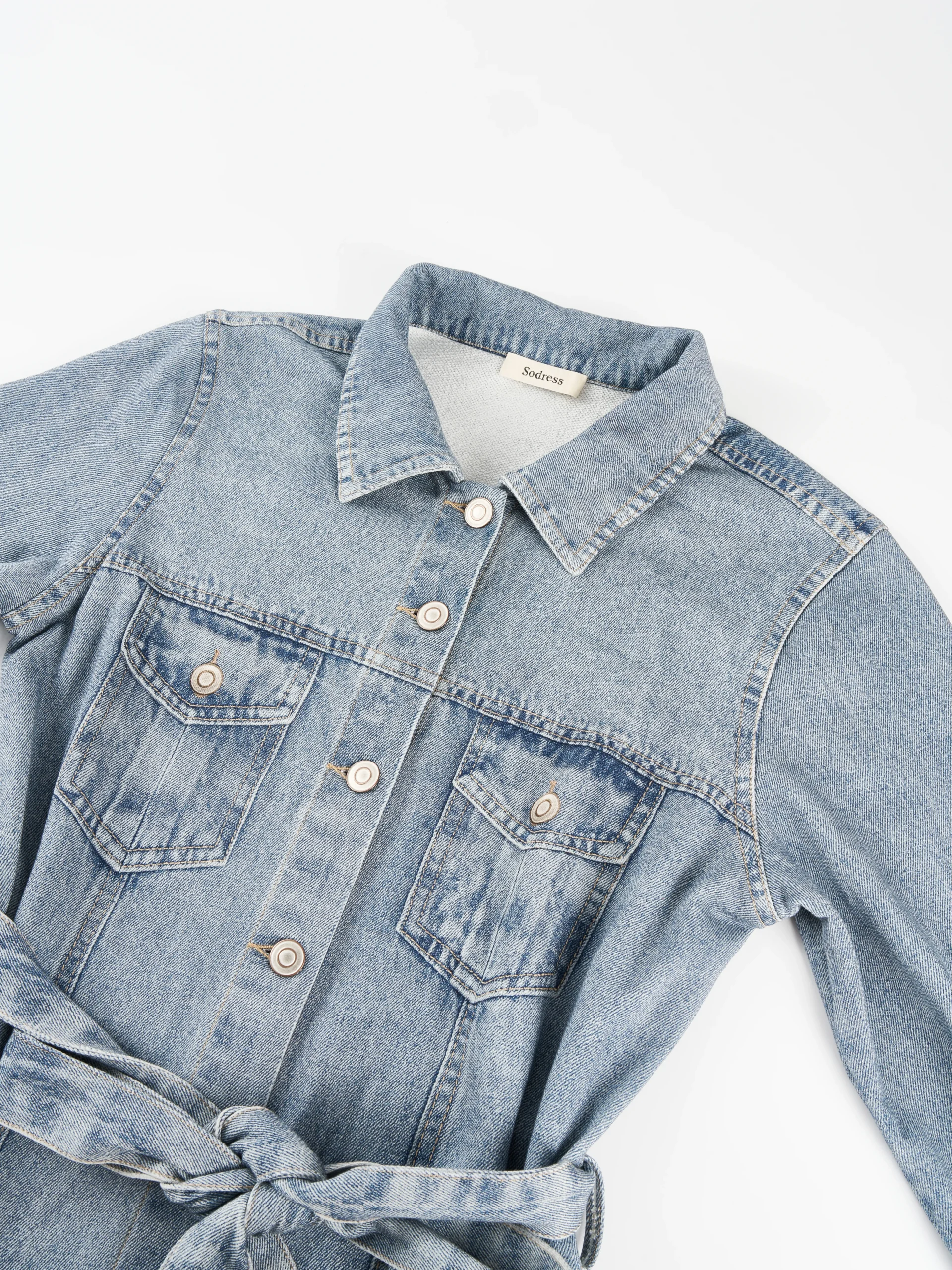 Belted Denim Maxi Shirt Dress