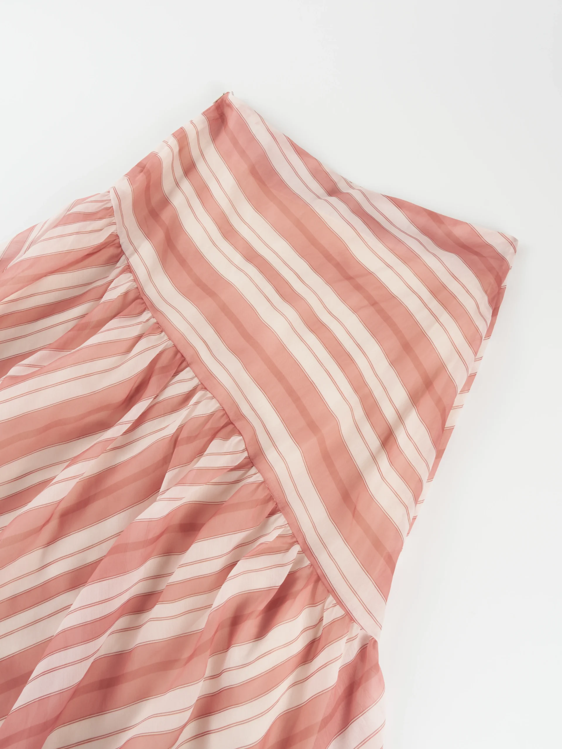 Pink Striped Asymmetric Maxi Skirt