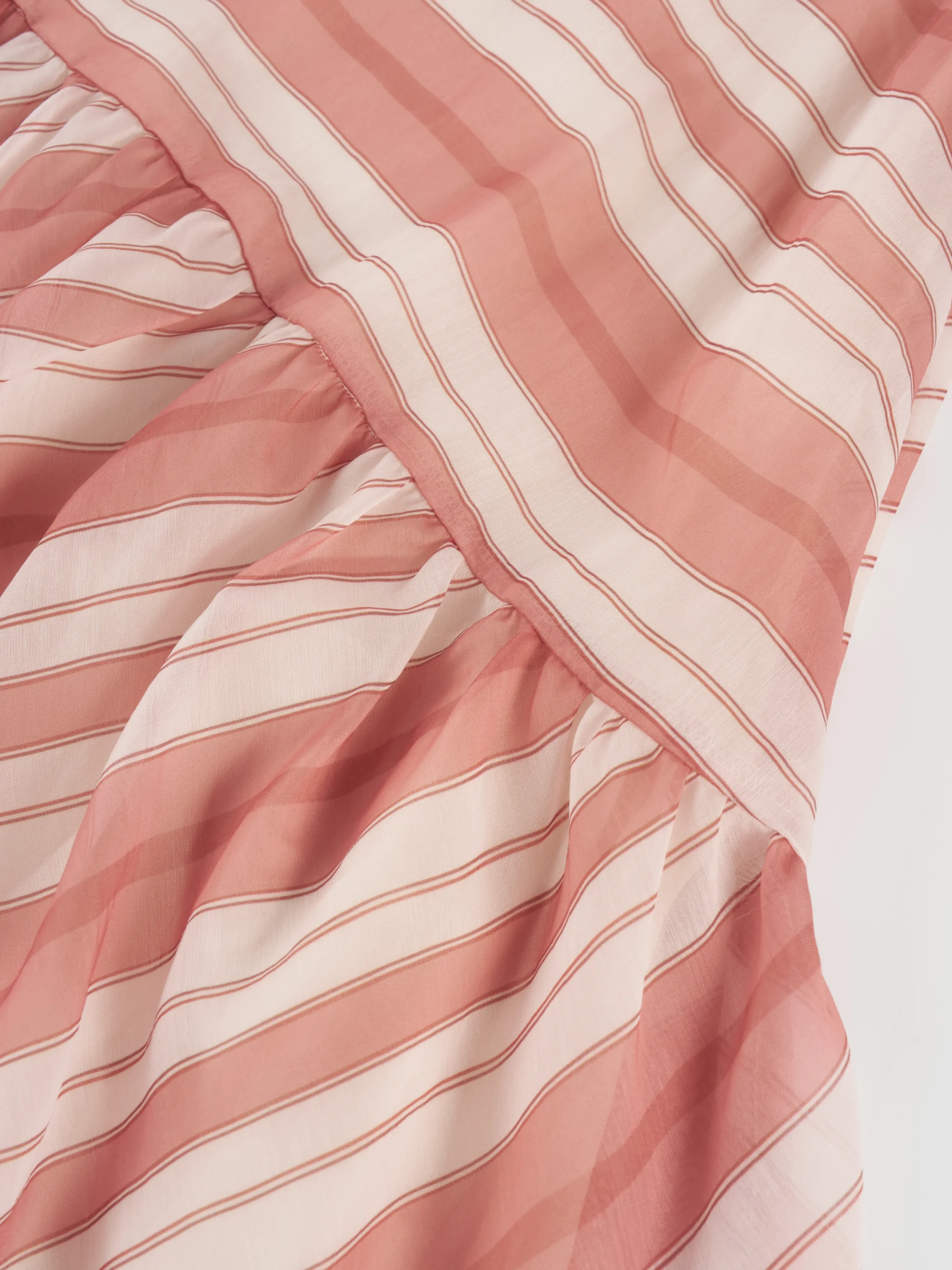 Pink Striped Asymmetric Maxi Skirt