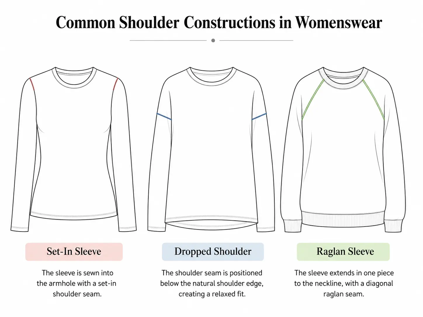 garment shoulder measurement set in dropped shoulder raglan