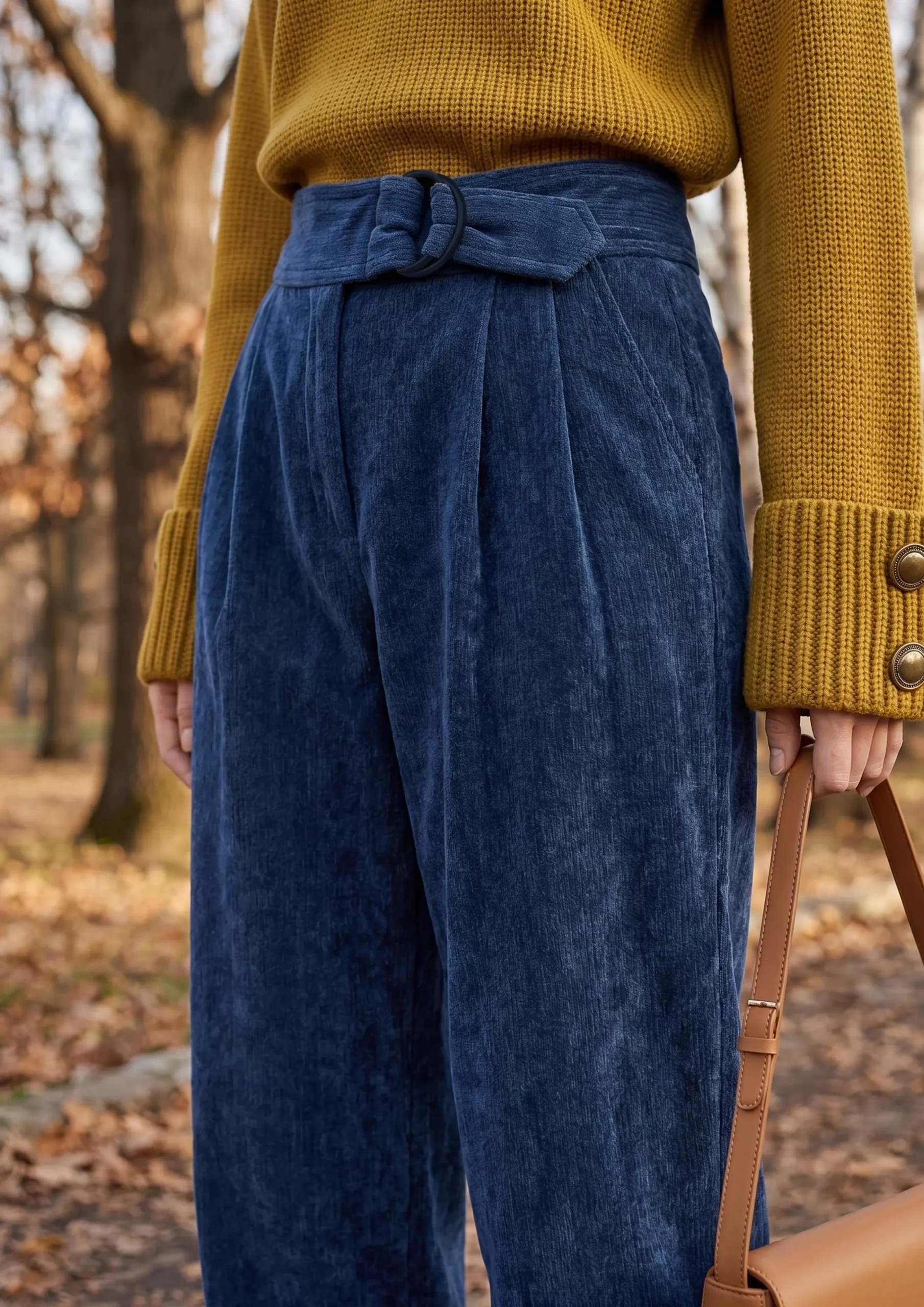Chenille Wide-Leg Belted Pants – SHENGFU TEXTILE Chenille wide-leg belted pants