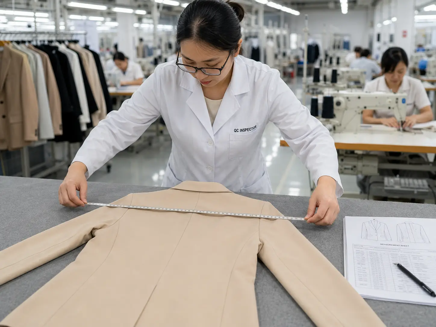 garment factory shoulder width quality control measurement