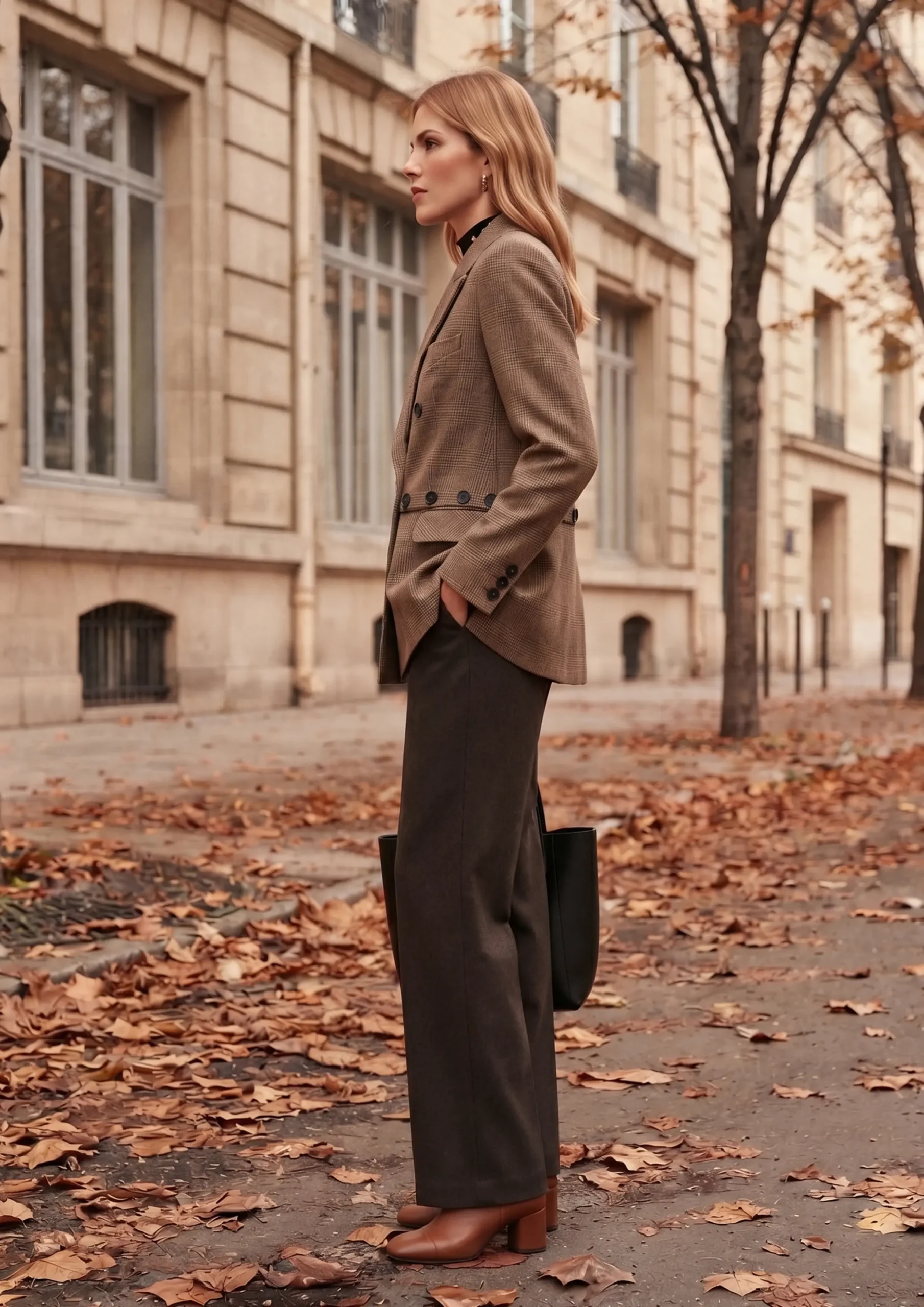 Brown Plaid Double Breasted Tailored Blazer 2 – SHENGFU TEXTILE Brown plaid double breasted tailored blazer