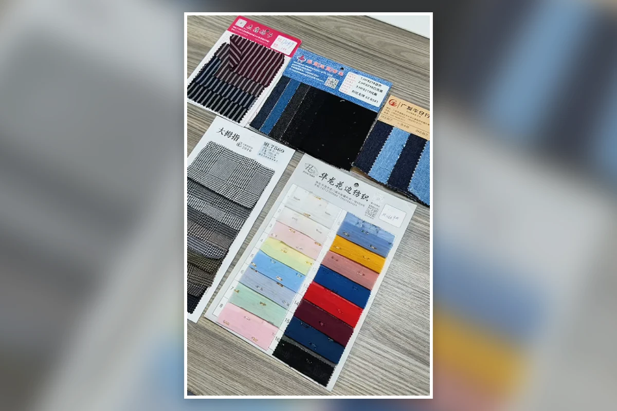 Fashion fabric colour cards arranged for garment colour selection