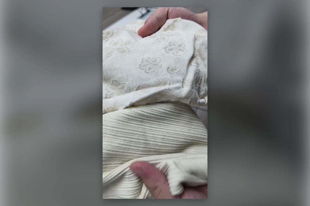 Shengfu developer comparing lace and rib-knit fabric options for a Tech Pack