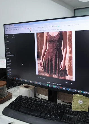 Garment reference displayed on a computer monitor