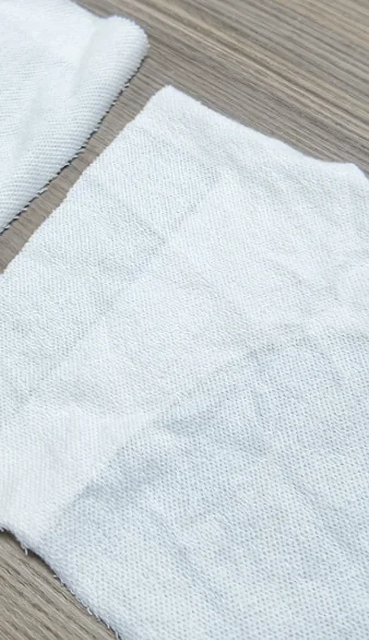 White fabric edge with a seam finish