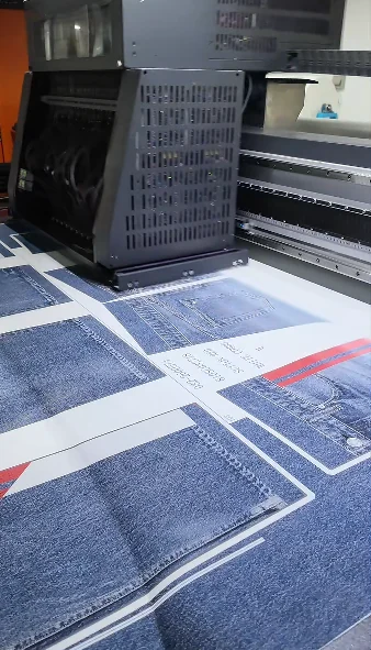 Printed garment pattern shapes on a production machine