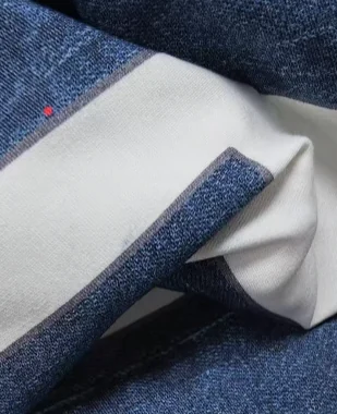 Blue outer fabric and pale inner material shown together