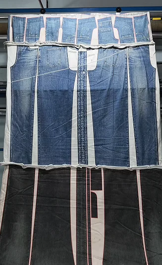 Denim-style panels arranged together